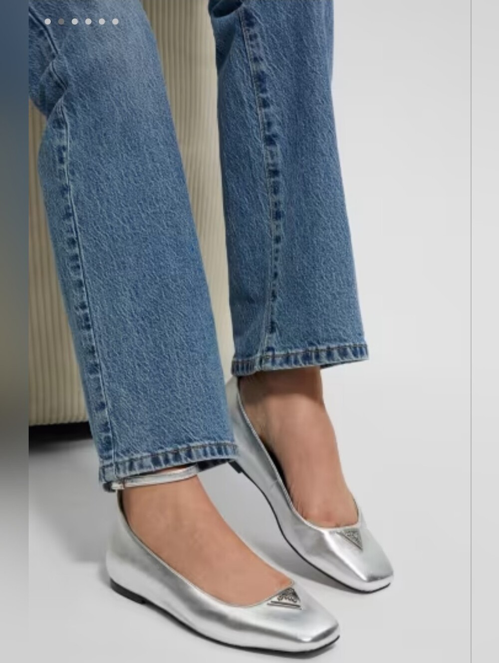 GUESS Silver Ankle Strap Ballet Flats